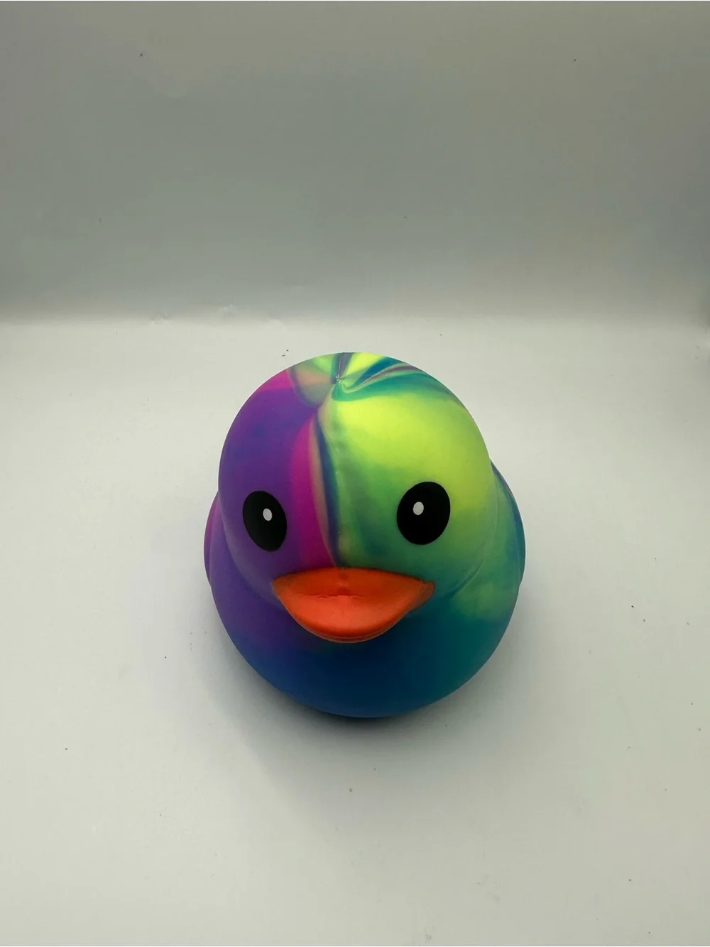 Tie-Dye Rainbow Duck Bird Toy - Multicolor Squeaky Chew